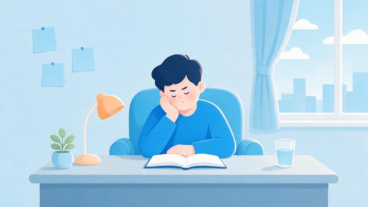 年轻人坐在书桌前思考,权衡资格时间与精力做选择